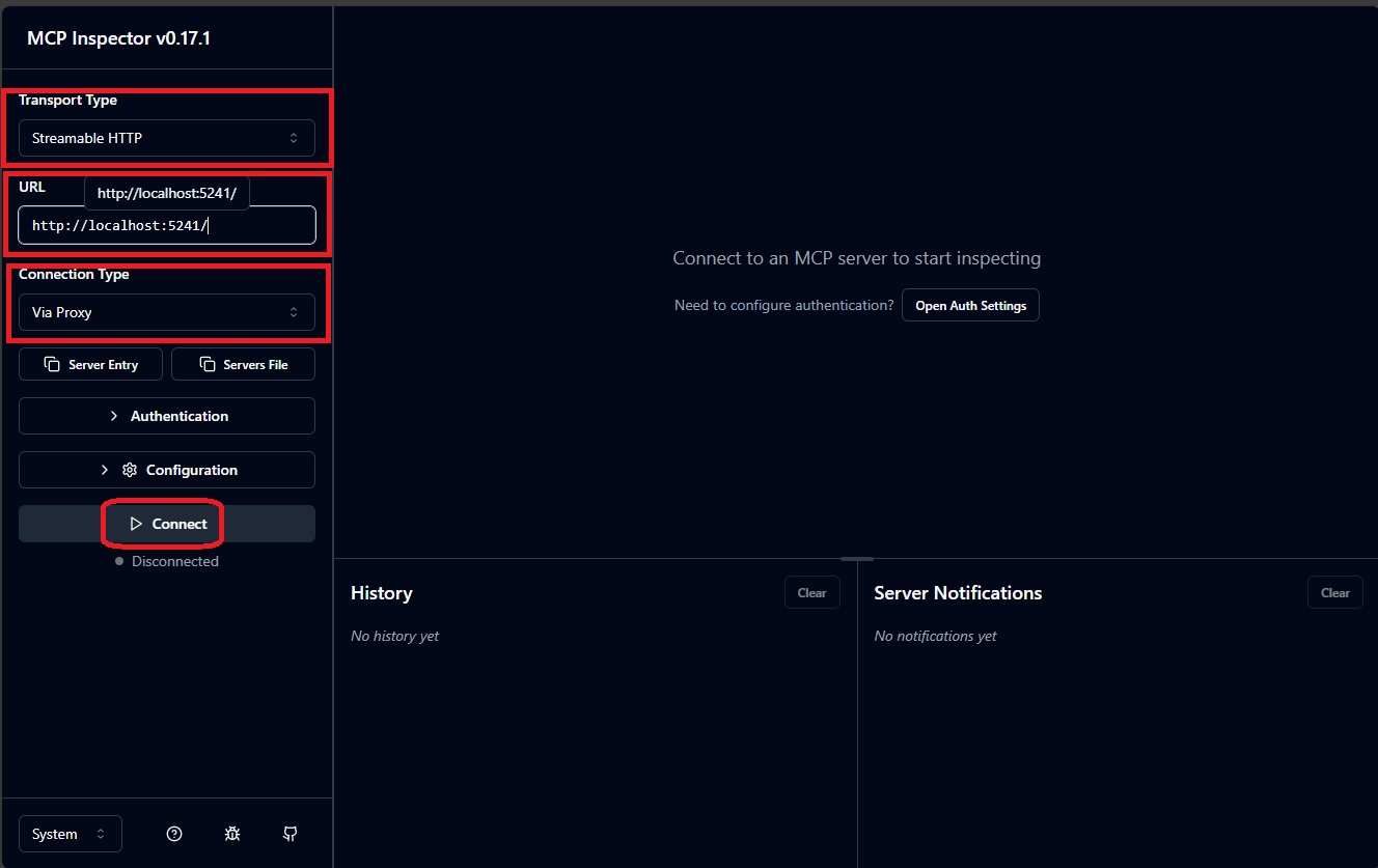 MCP Inspector Configuration